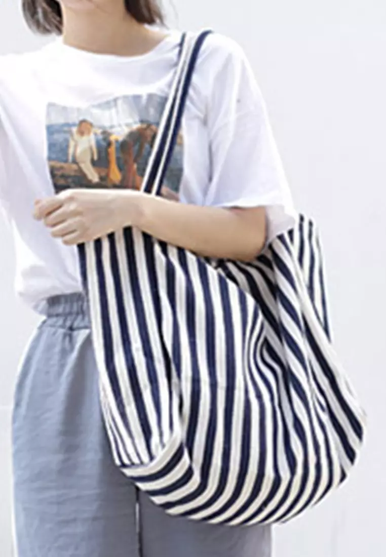 Simple Small Fresh Small Striped Canvas Bag Ca21051315BL
