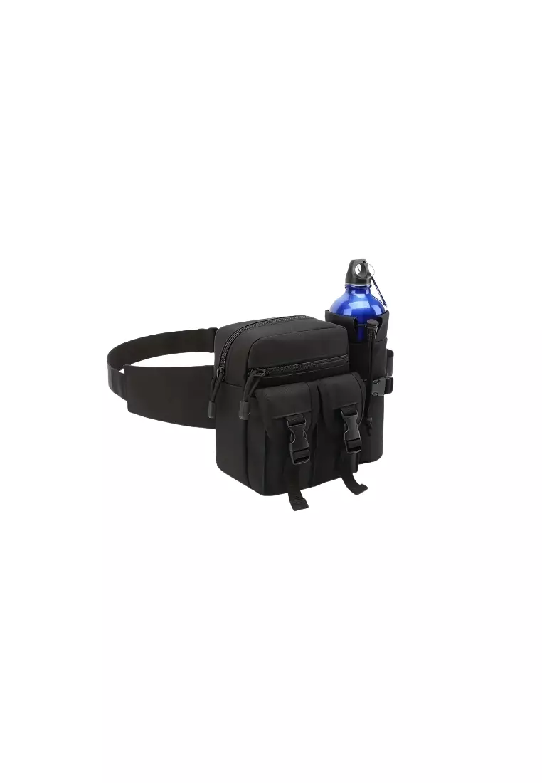 Tas Pinggang Pria Waistpack Waterproof Water Bottle Slot - Black