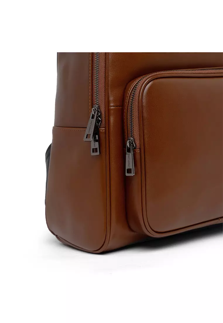 Backpack Tas Ransel Kulit Pria Gino Mariani Alwine Brown