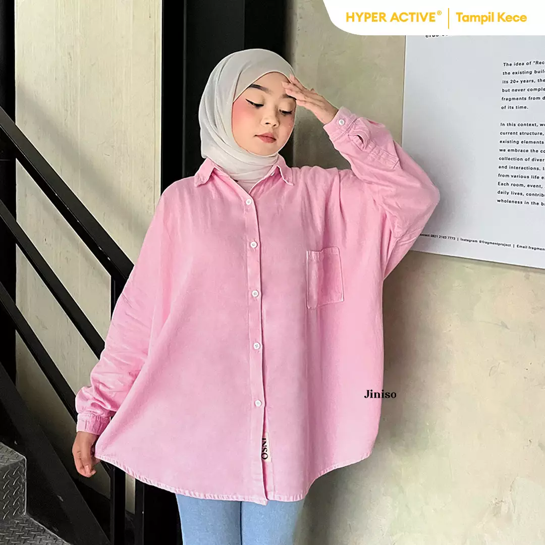 Jual Jiniso Kemeja Oversize Shirt Milky Terracotta Hyper Active