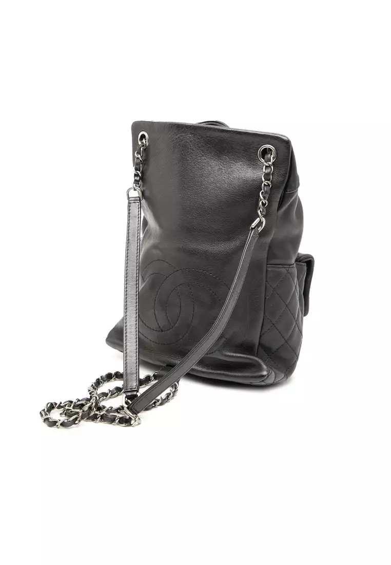 Pre-Loved Chanel Small Cc Calfskin Drawstring Flap Backpack