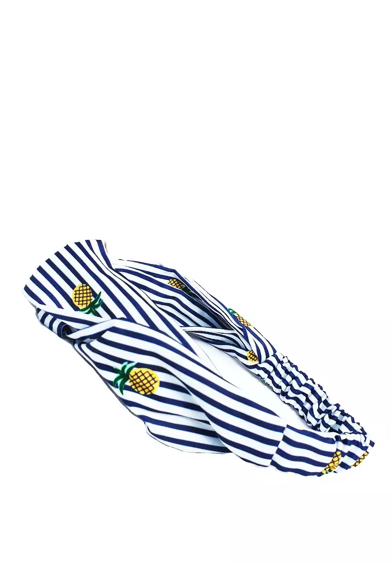Twisted Headband Striped Pineapple Navy