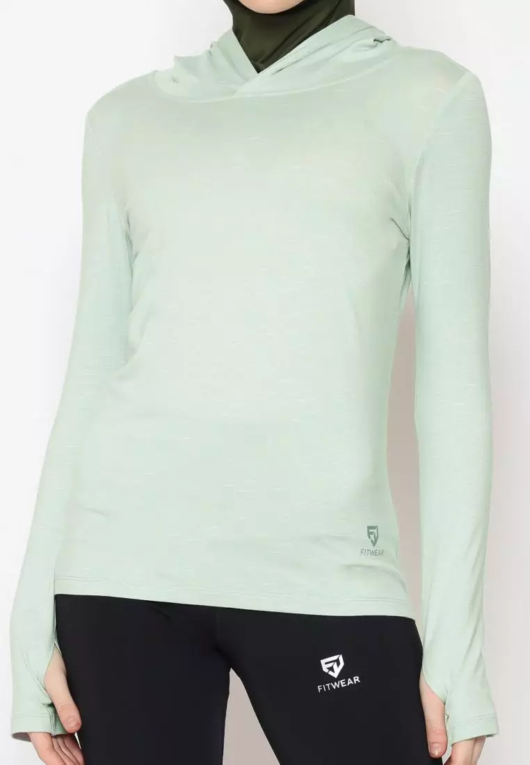 Fitwear - Kaos Olahraga Wanita ATALIA BASIC HOODIE LS - MINT