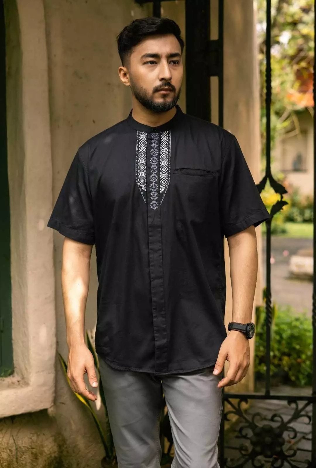 POLICE Kemeja Koko Border Regular Fit Pria