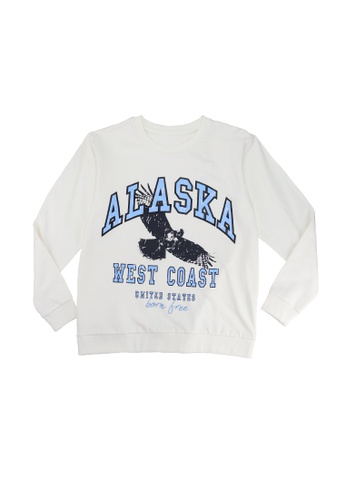 POP Shop white "Alaska West Cost" Pullover Sweatshirt 5EAF2AAC1BEB8EGS_1