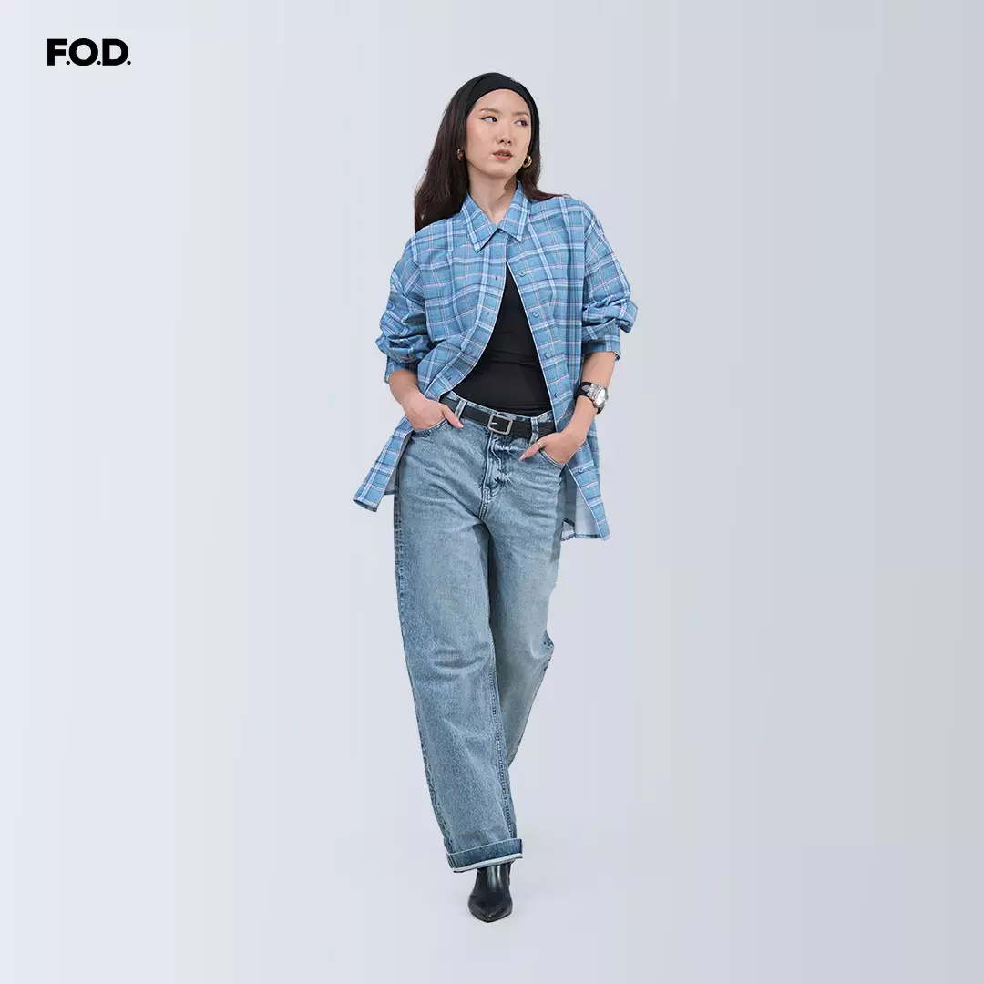 Kemeja Wanita Ellena Blue Pink