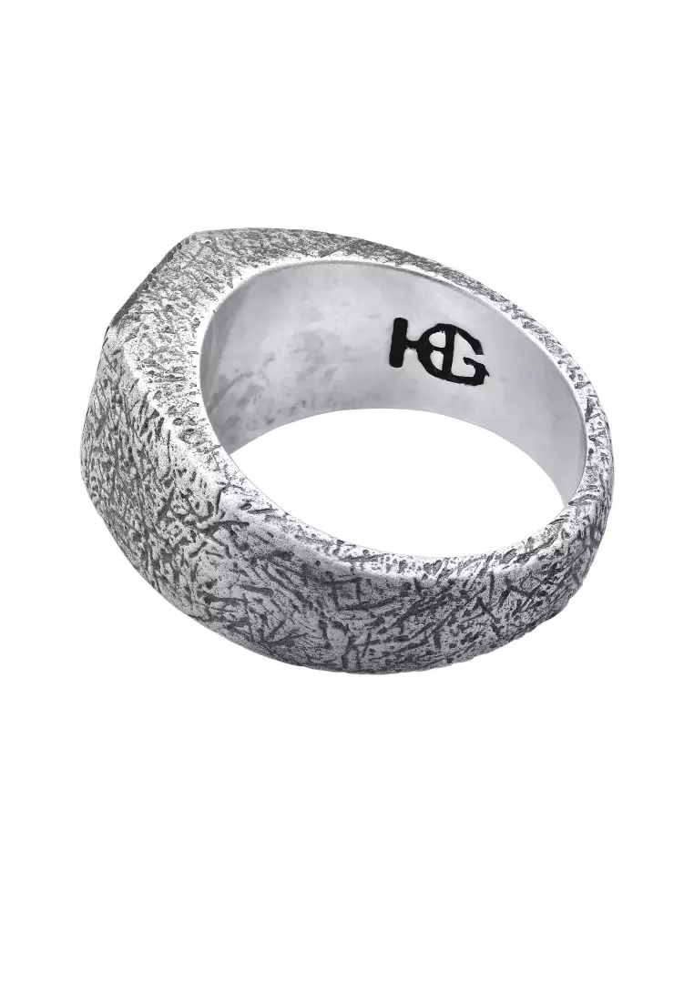 EXCLUSIVE Cincin Perhiasan Perak 925 Pria Palm Tree Onyx