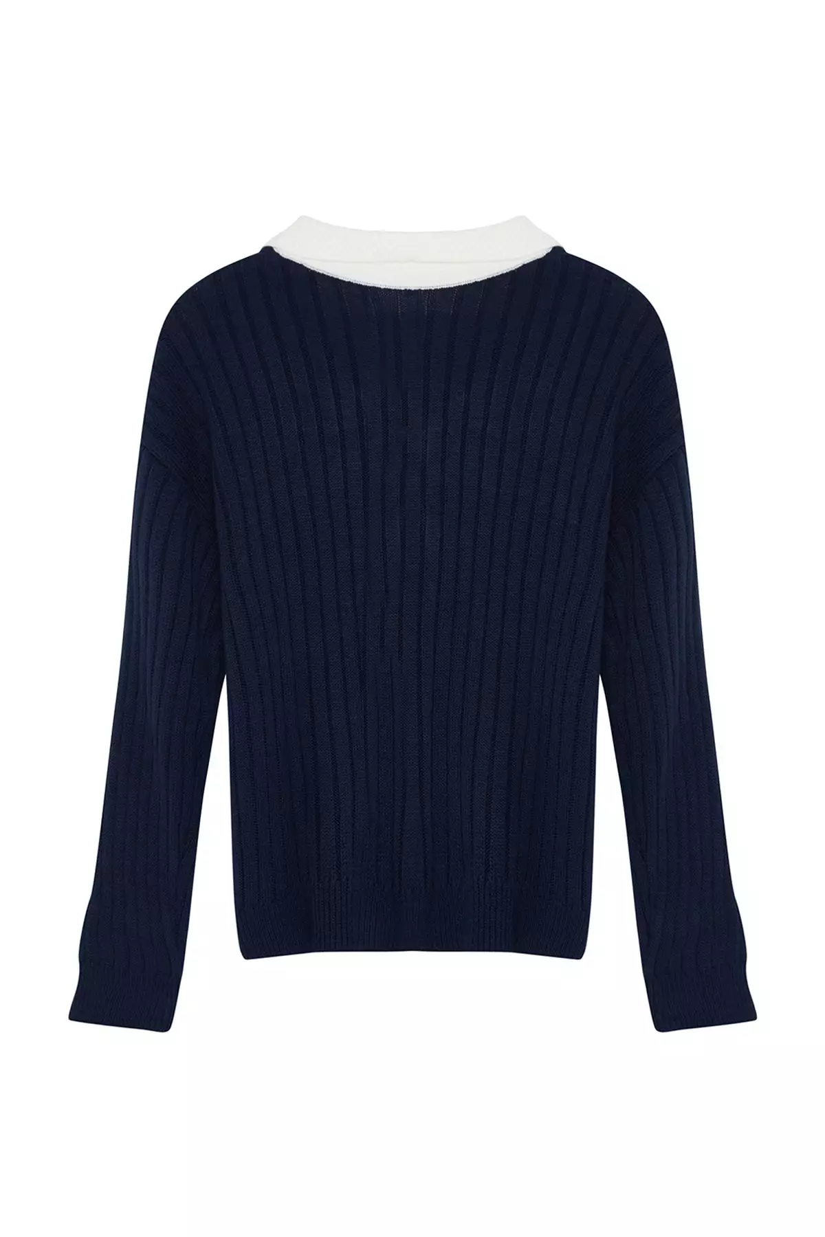 Navy Blue Knitwear Plus Size Cardigan Tbbaw23Av00084