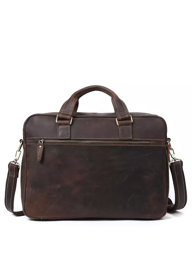 Men's leather business messenger on sale bag