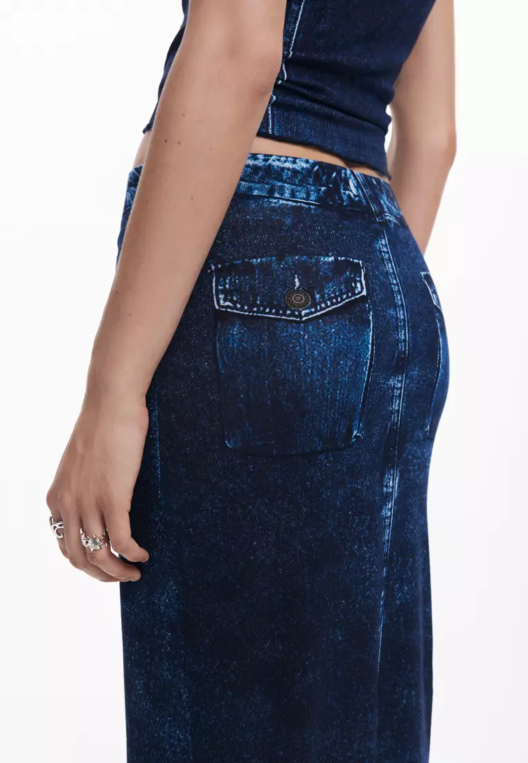 Long denim skirt