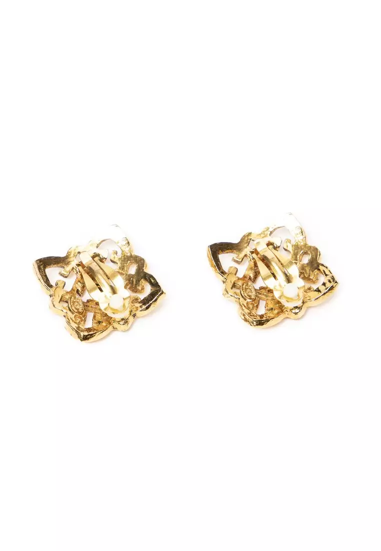Pre-Loved CC Square Clip On Earrings
