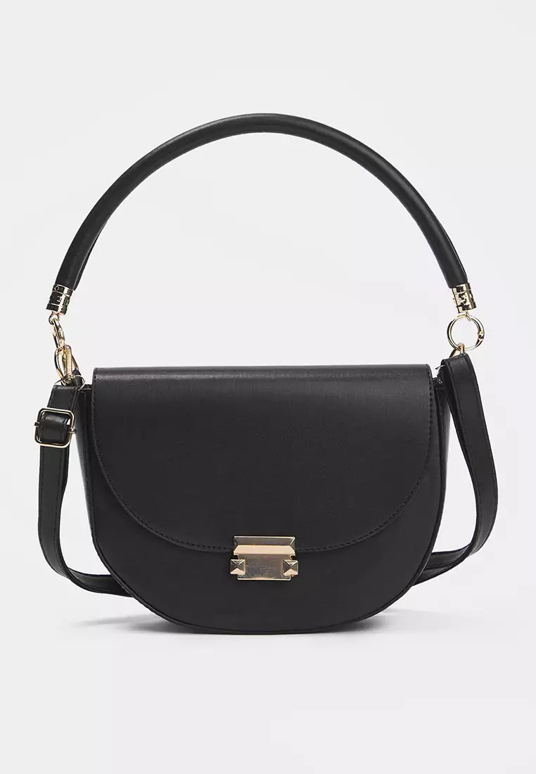 Black Metal Buckle Detailed Women's City Shoulder Bag Takaw26Oc00022