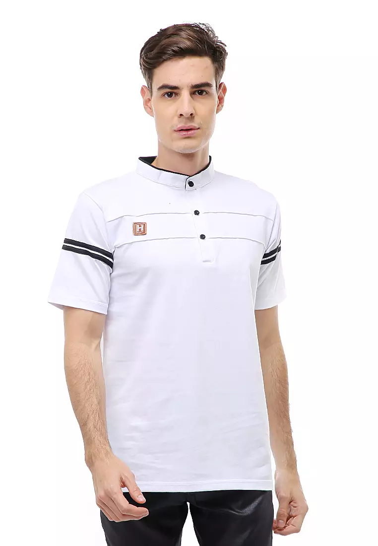Jack Atasan Formal Kaos Polo Pria Kerah Sanghai Short Sleeve Material Cotton ORIGINAL - White