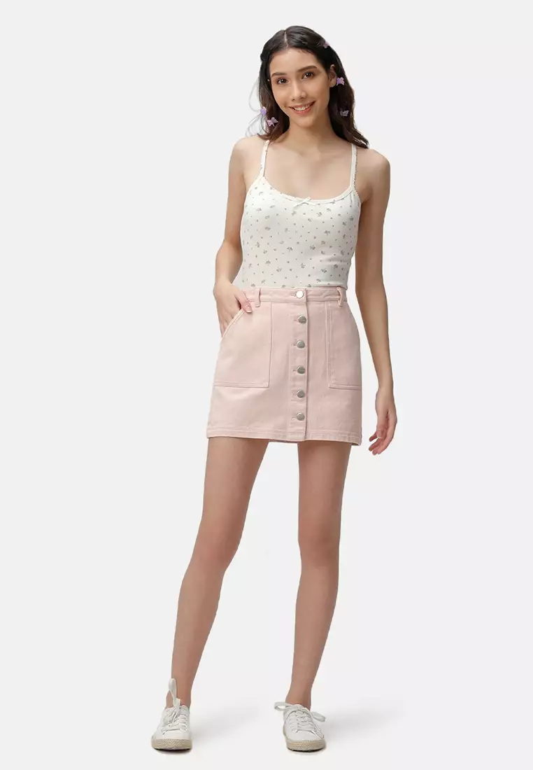 Pink denim sales skirt forever 21