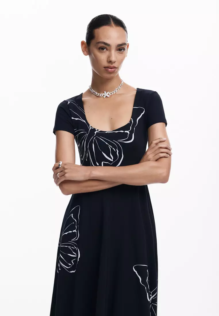 Desigual Woman Butterfly midi dress.