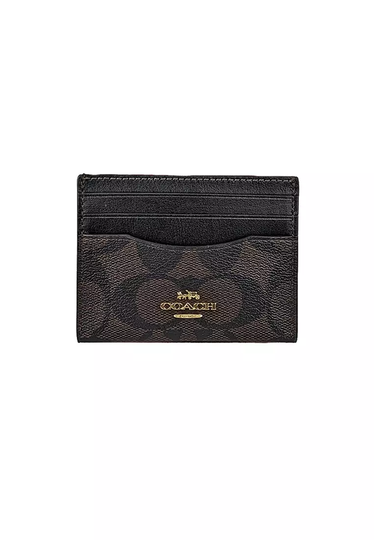 Coach Zip Card Case In Signature Canvas Brown Black C0058 – LussoCitta