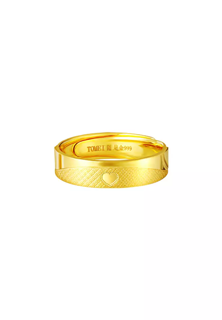 TOMEI X XIFU 【心心相印】 Heart To Heart Couple Ring For Him, Yellow Gold 999