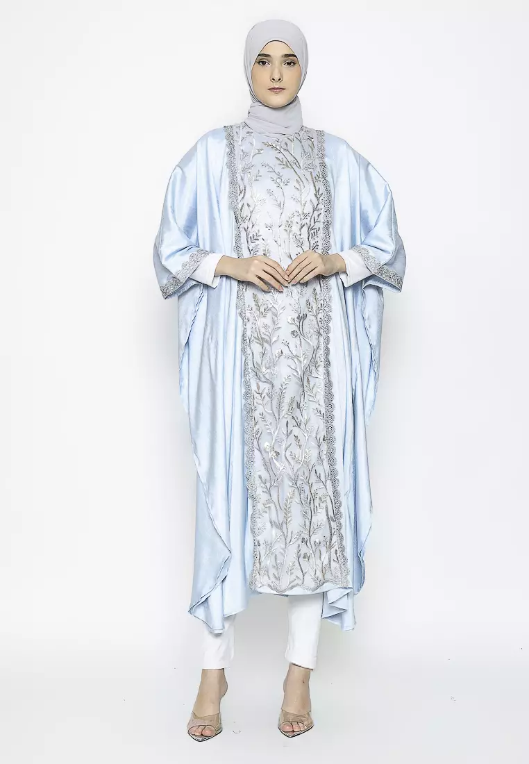 Urban Exchange July Kaftan Blue - Kaftan Biru Muda Lengan 7/8 Warna Blue