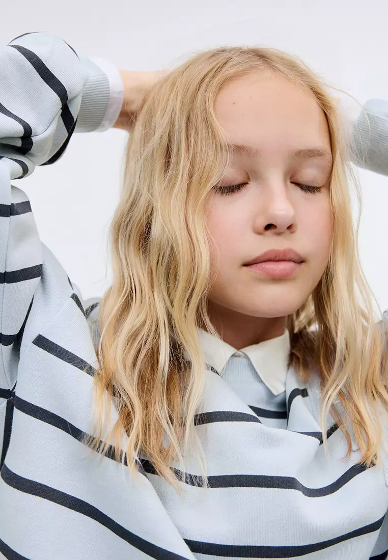 Embroidery Striped Sweatshirt