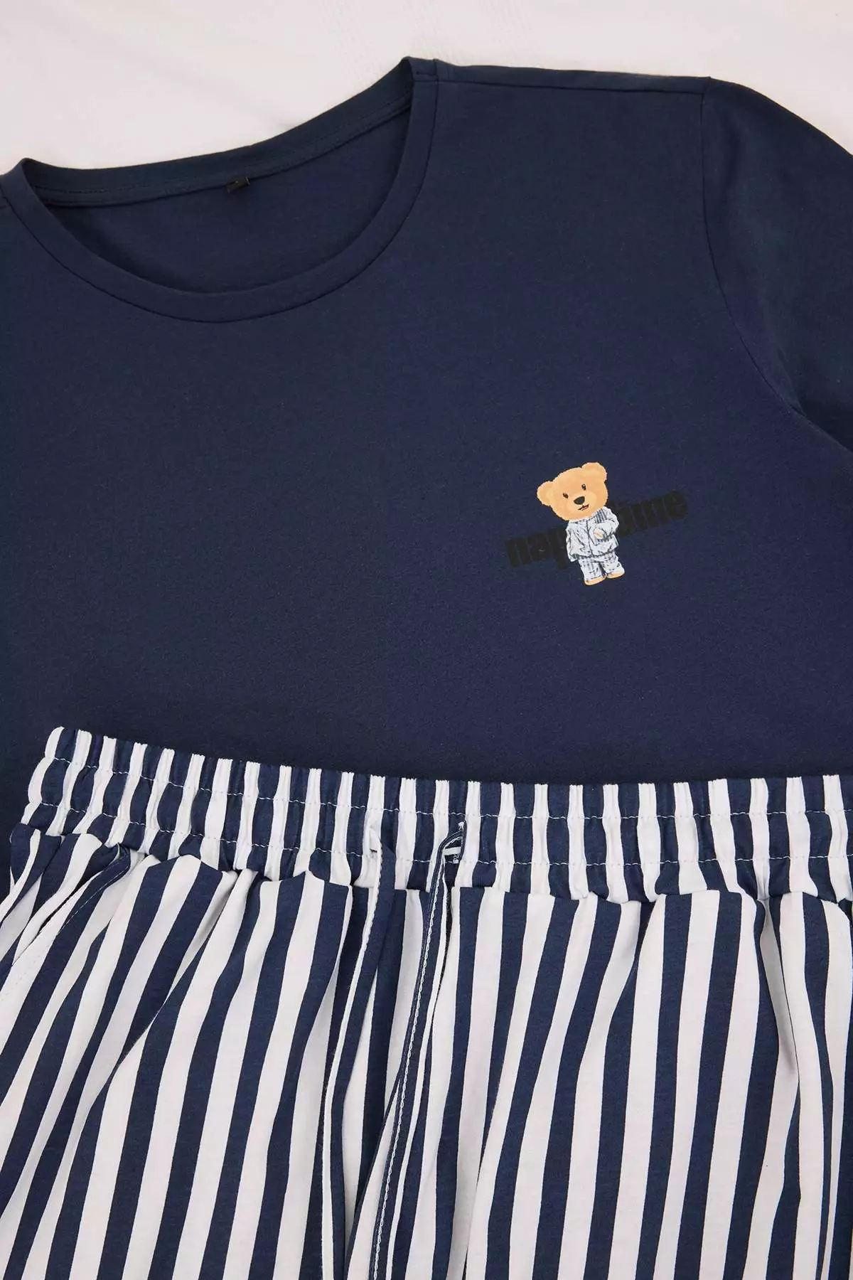 Navy Blue Regular Striped Homewear Pajama Set Tmnss24Pt00017