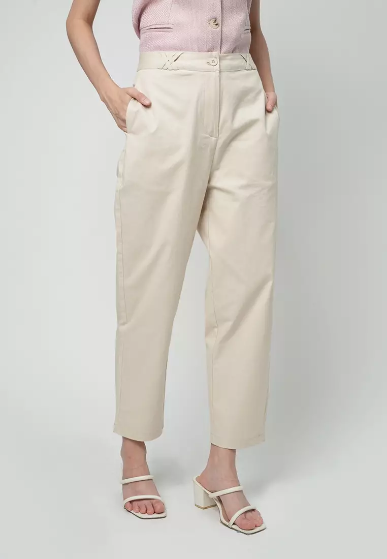 Kailee Relaxed Pants with Criss-Cross Waistband Detail
