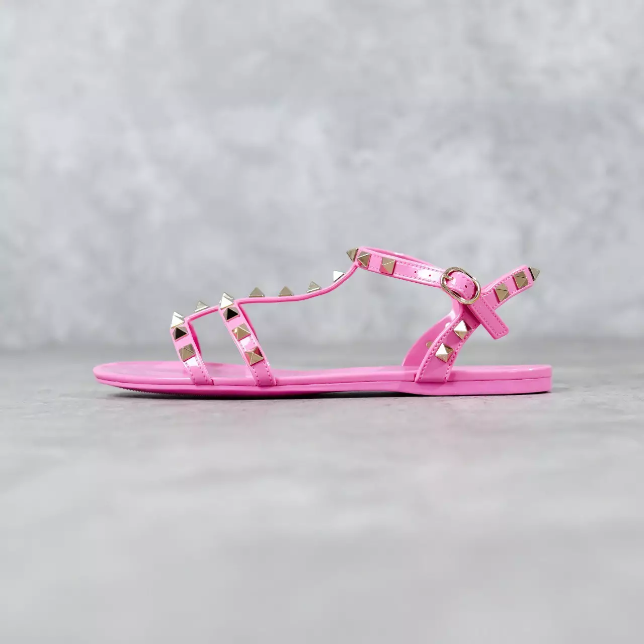 Sandal VALENTINO ROCKSTUD STRAP ANKLE JELLY PINK FUCHSIA 100% ORIGINAL