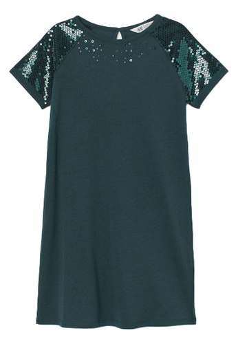h&m green shirt dress