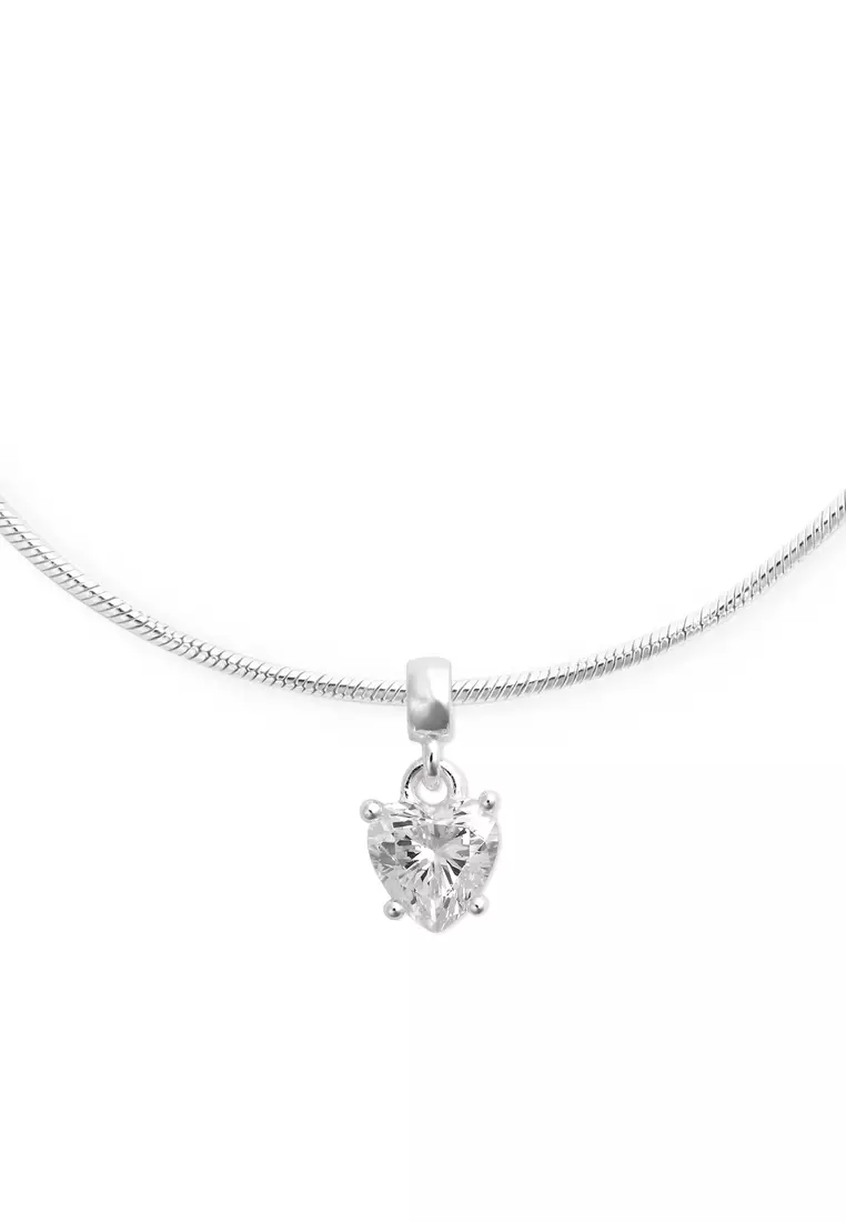 Heart White Crystal Charm Silver - Unisex Charm for women and men S925 Silver Charm DW Official Authentic Original  perempuan lelaki DW