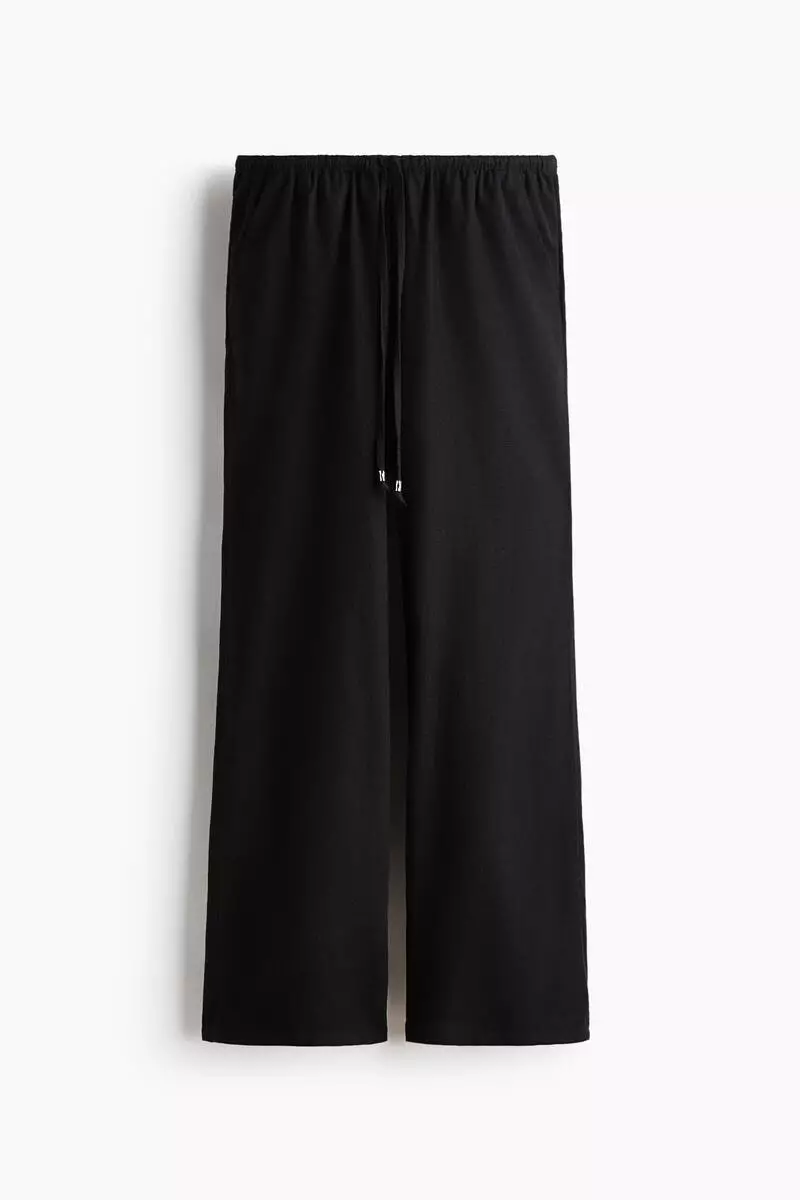 Linen-blend drawstring trousers