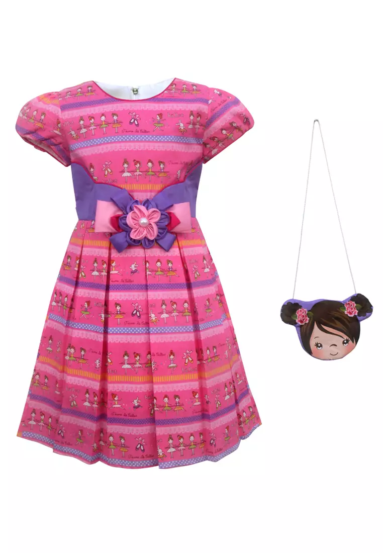 Two Mix Baju Anak Perempuan Bahan Katun Printing Balet Usia 1-12 tahun GRATIS Tas LUCU 4157