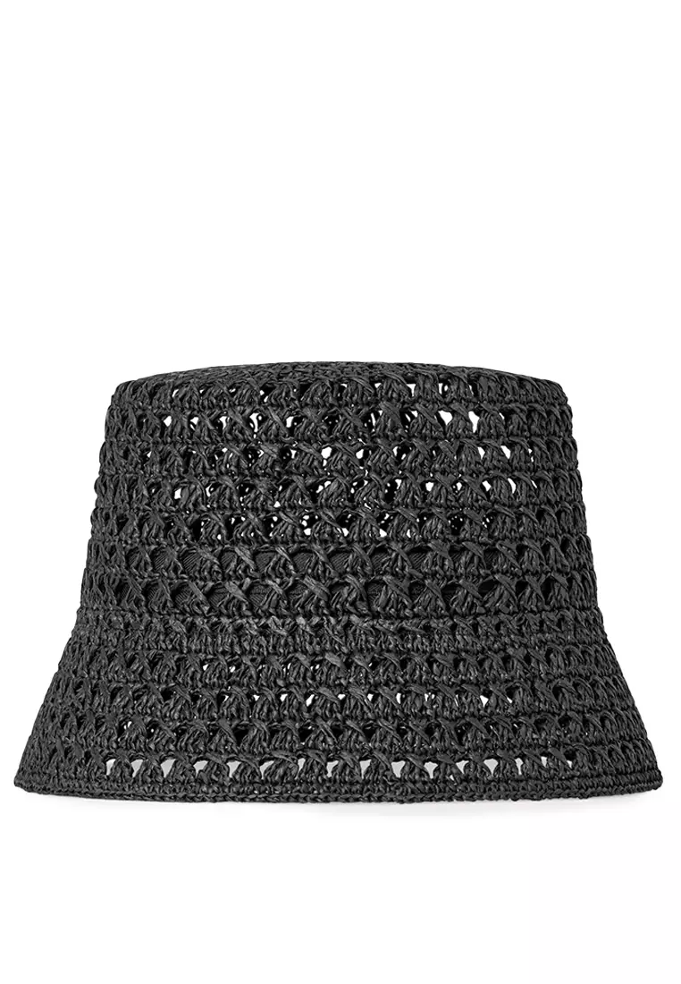 Open-Weave Straw Bucket Hat