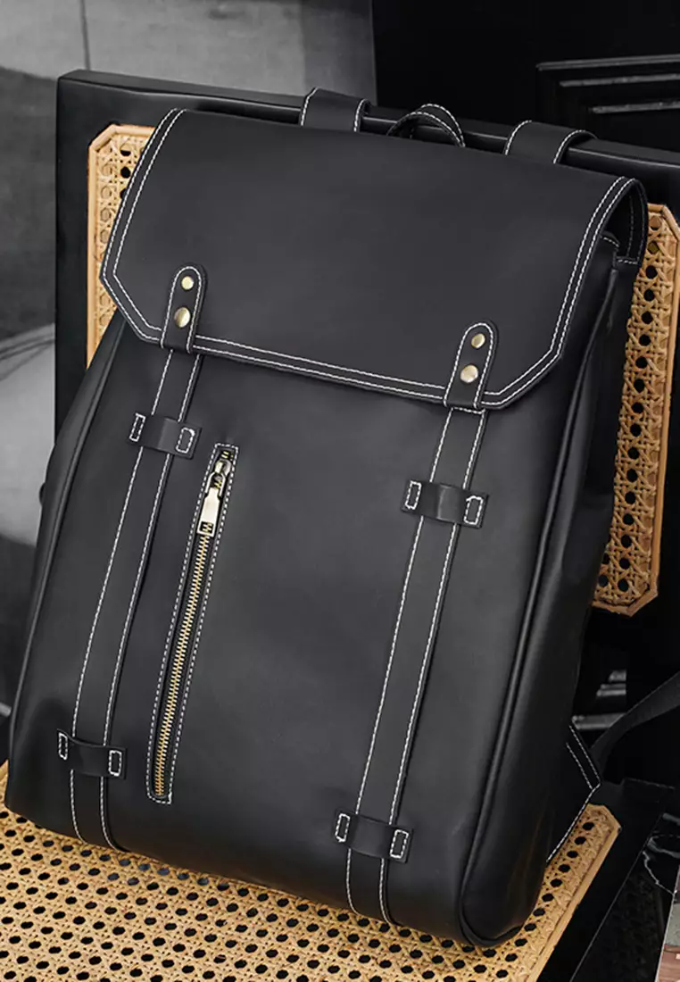 Black leather hotsell computer backpack