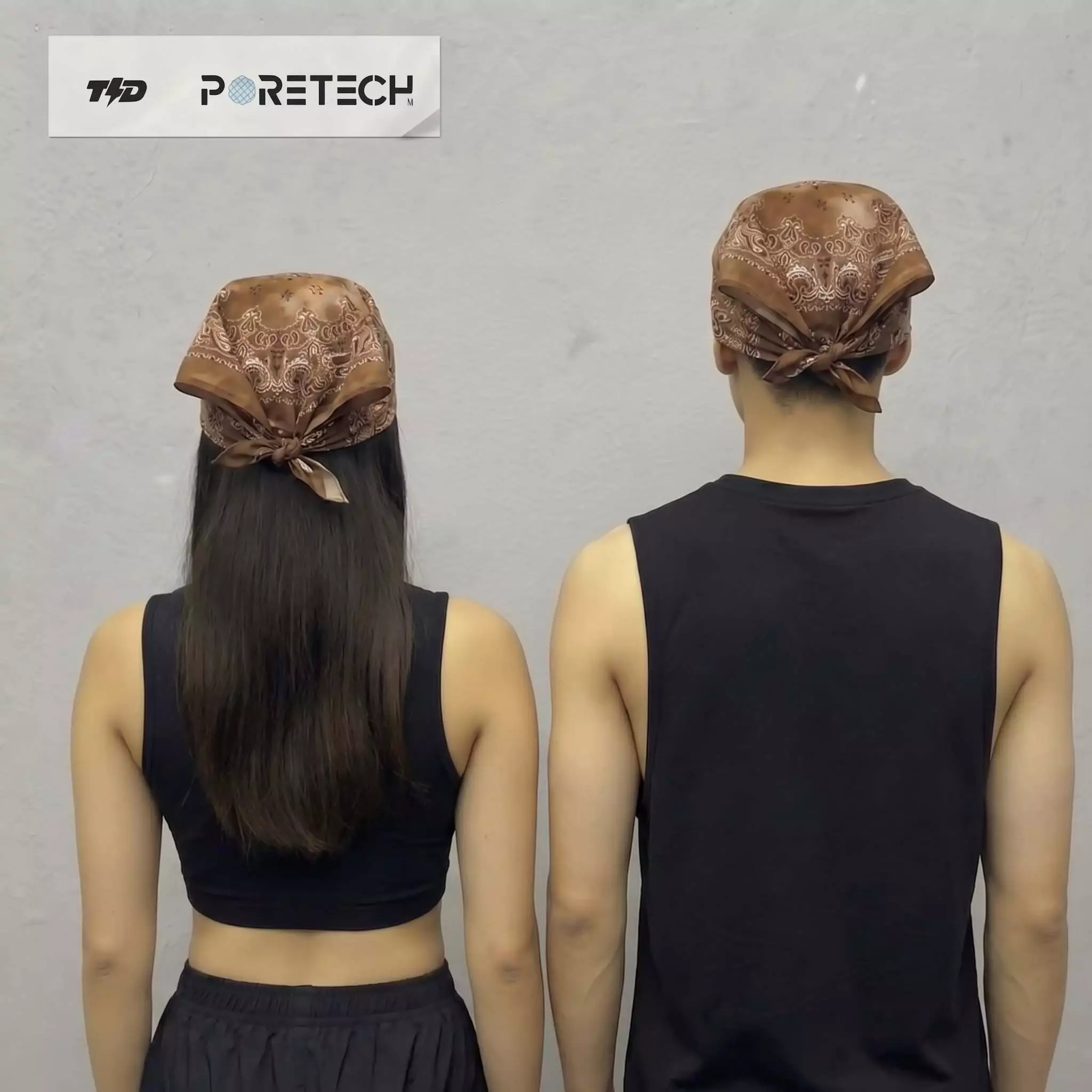 TDACTIVE Bandana Kalcer Lari Coklat Tie Dye Poretech 52cm x 52cm ABA42