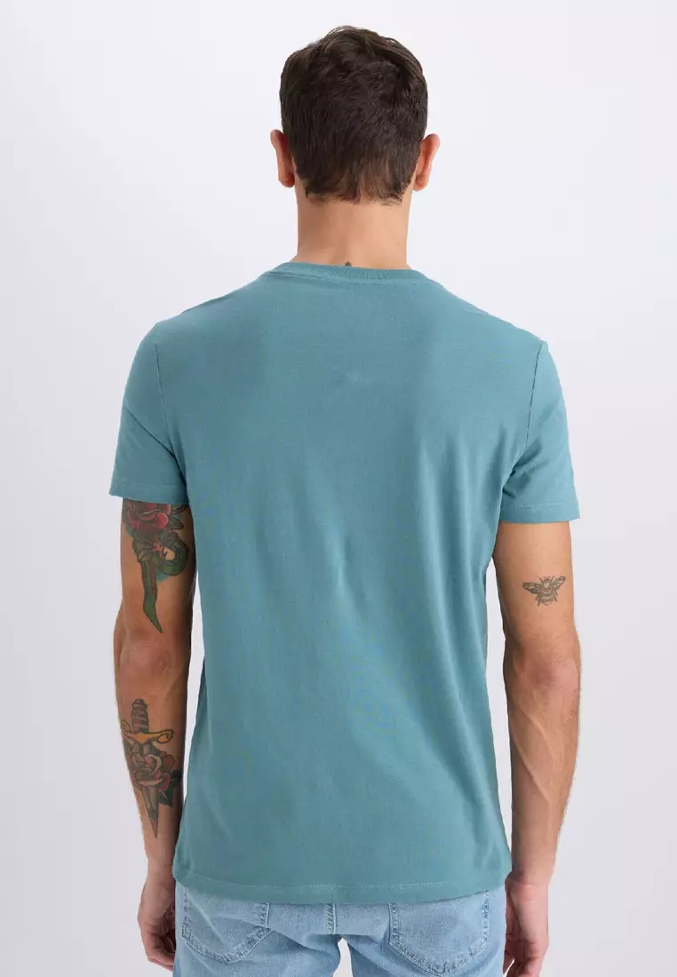 100% Cotton Slim Fit Slim Fit Crew Neck Printed Short Sleeve T-Shirt C2078Ax25Sm