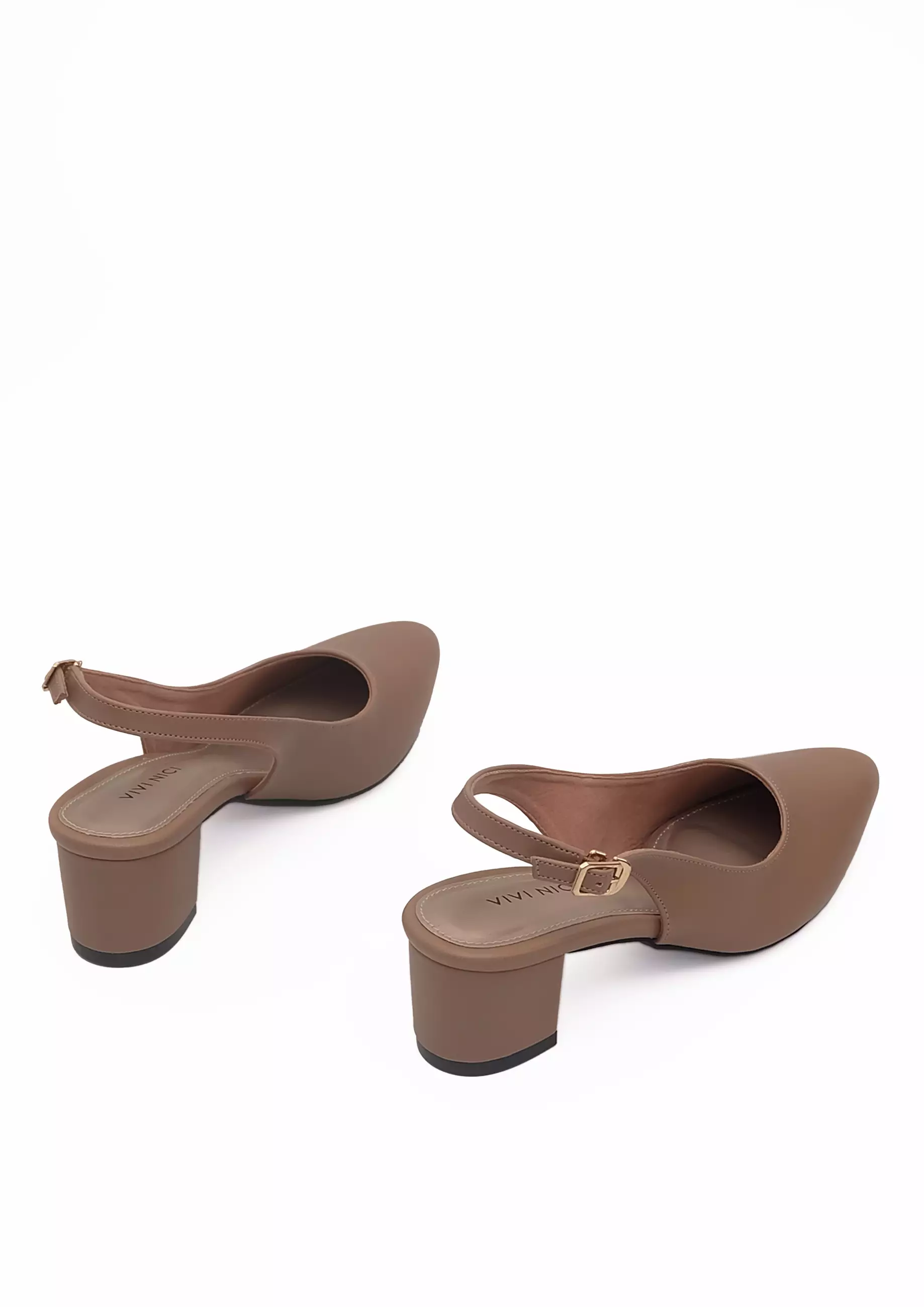 VIVI NICI - Selena Sepatu Sandal Mules Hak 5 cm Milk Coffee