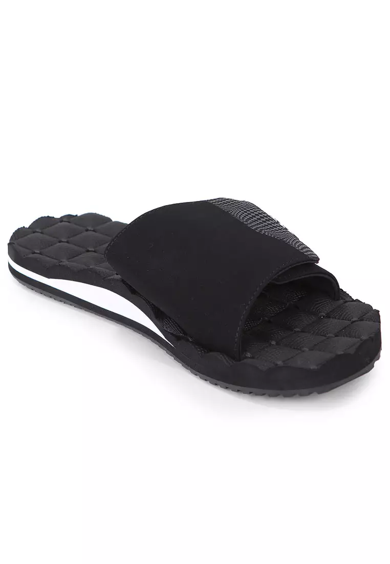 MSN RECLINER SLIDE SANDALS BLACK WHITE