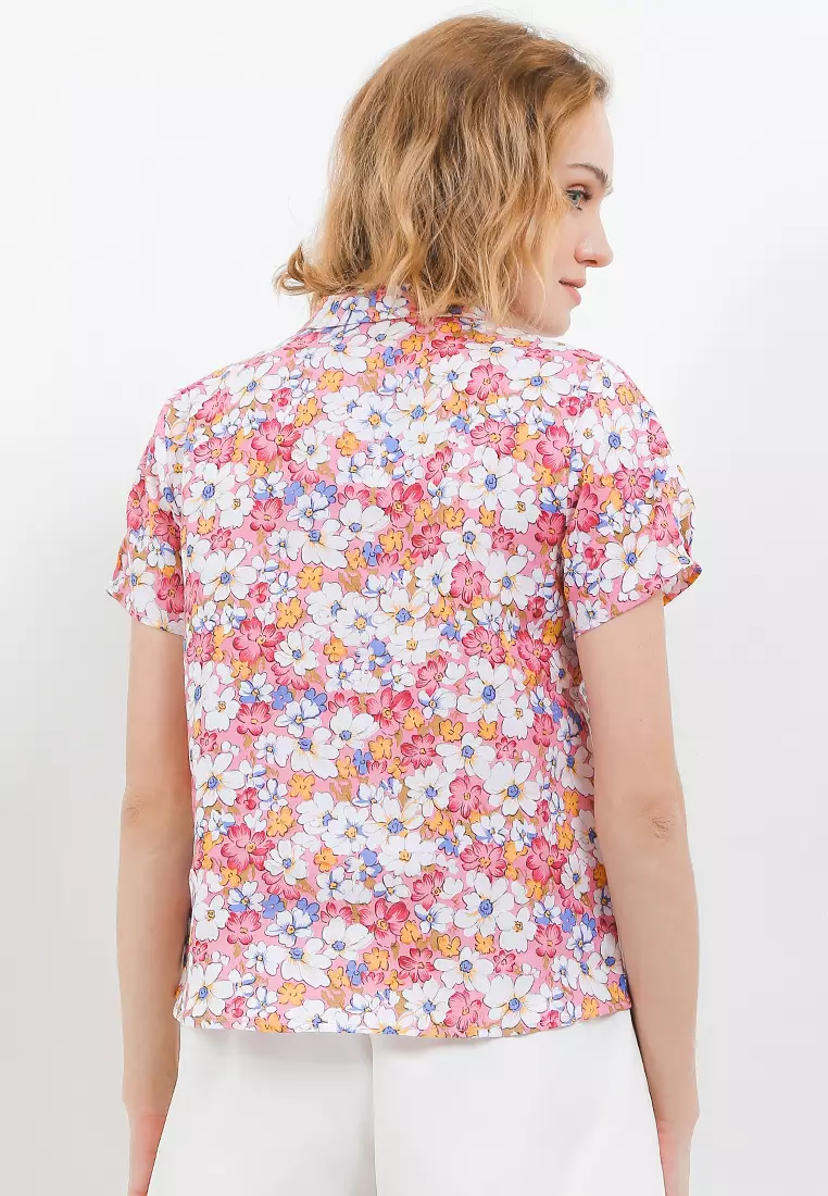 Erina Blouse In Pink Floral Print
