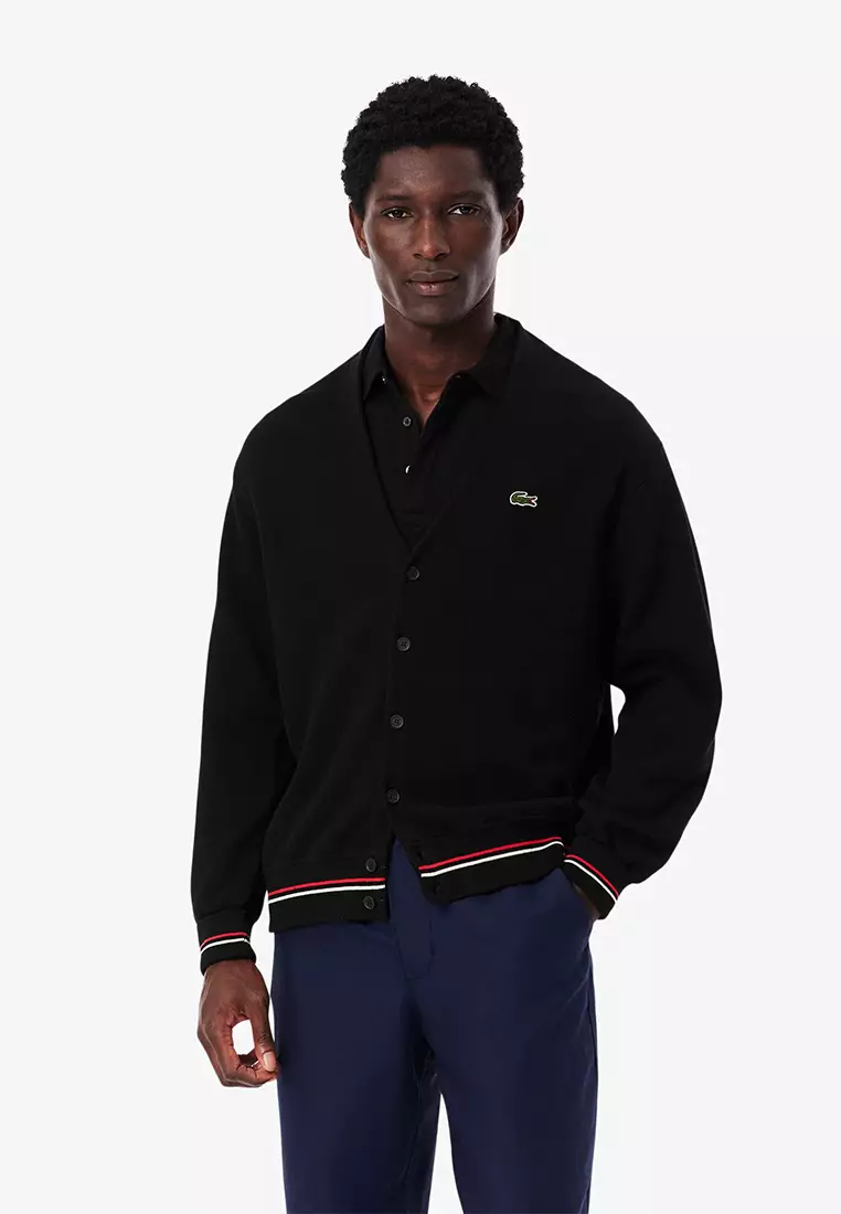 Buy Lacoste Relaxed Fit Stripe Detail Cotton Cardigan 2025