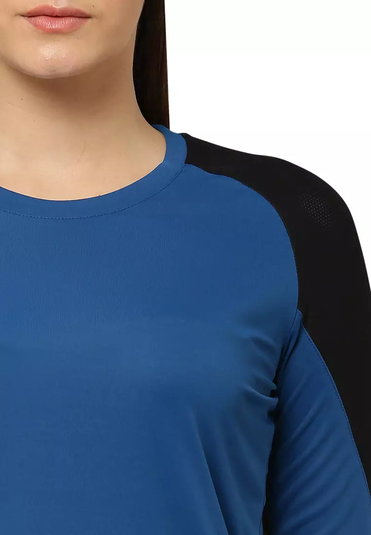 Fitleasure Women's All Weather Workout Blue T-Shirt