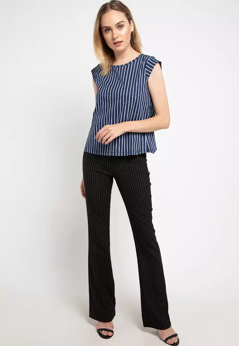 Sophistix Ariel Blouse in Navy Srtipes