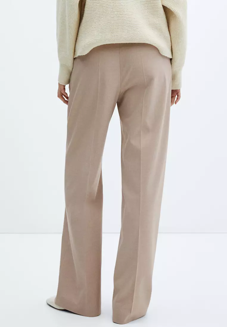 Elastic waist 2025 wide leg trousers