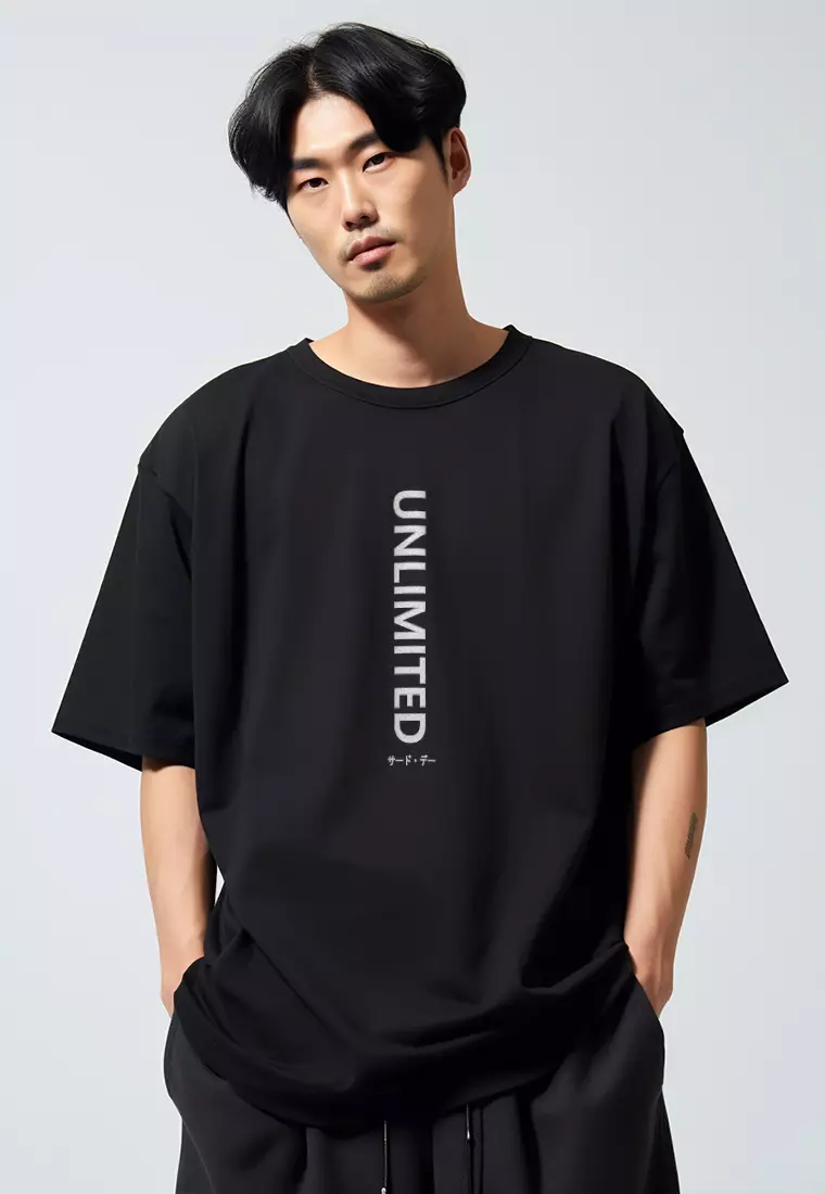 MTW61 Kaos Oversize Gym Bahan Tebal Scubalux "unlimited" hitam