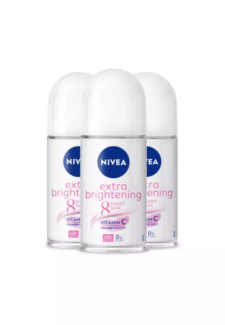 PACK OF 3 Deodorant Extra Brightening Anti-Perspirant Roll-on with Vitamin C, 50ml