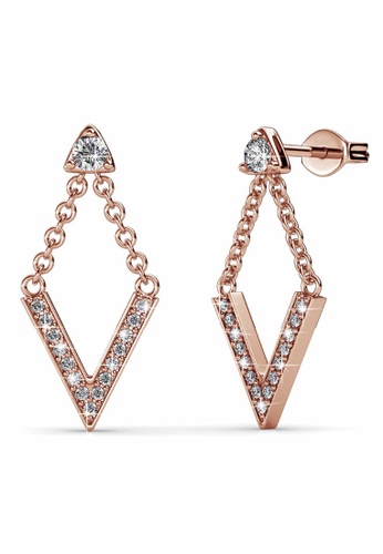 Krystal Couture gold KRYSTAL COUTURE Luxury V Shaped Stud Earrings in Rose Gold Embellished with Swarovski® Crystals 8AC63AC251844BGS_1
