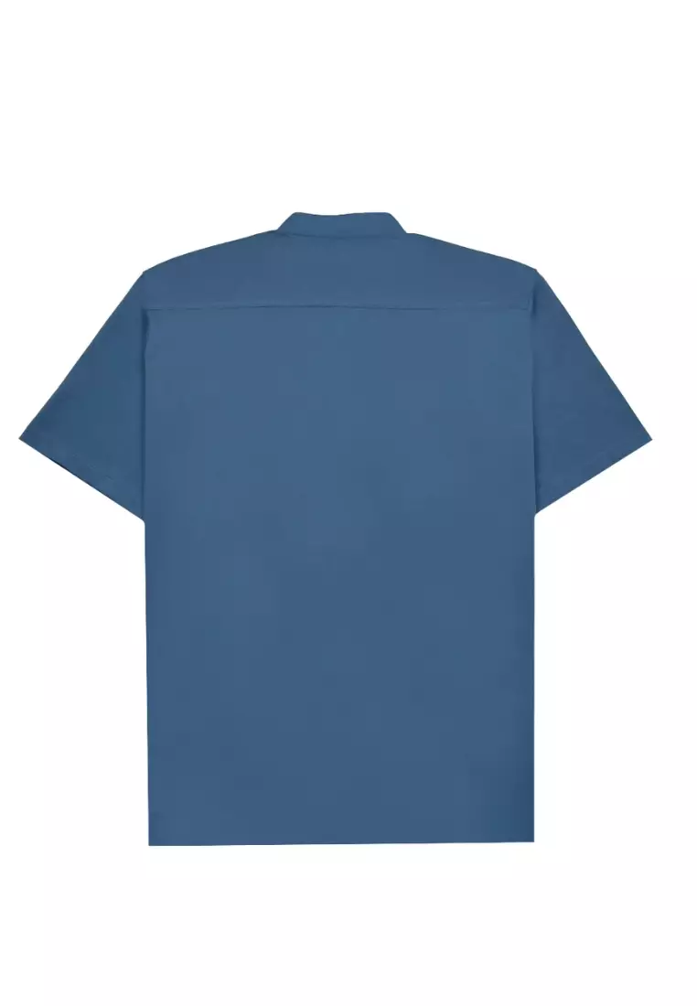 POLICE Kemeja Koko Polos Spandex Slub Premium Regular Fit Pria