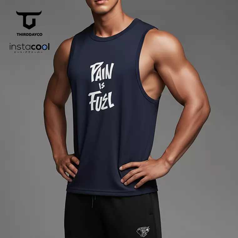 MTW73 Kaos Kutung Tank Top Instacool "pain and fuel" navy