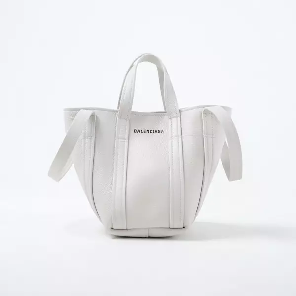Tas BALENCIAGA ALL WHITE LEATHER BUCKET BAG WITH LS 100% ORIGINAL