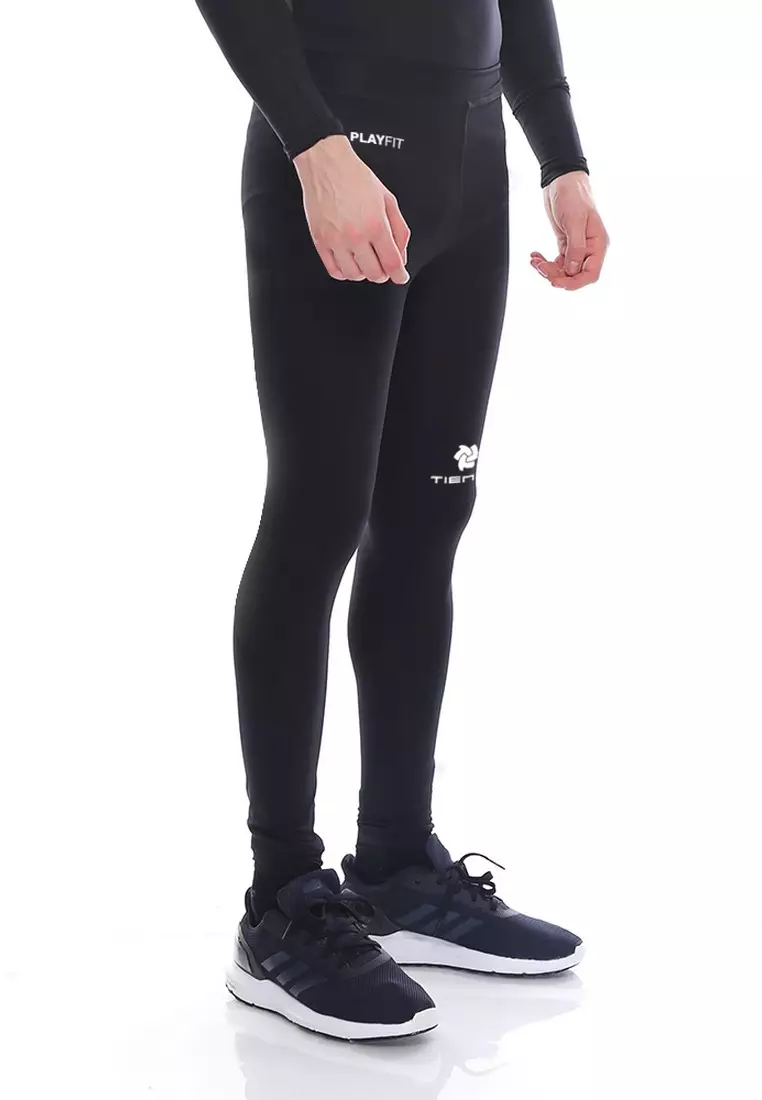 Tiento Man Long Pants Black White Celana Legging Pria Olahraga Renang Sepakbola Lari Original
