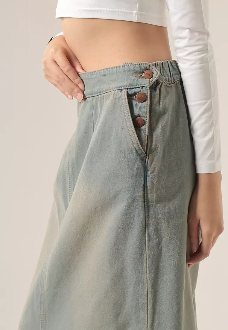 Jual Hardware HARDWARE DENIM SKIRT BASIC WITH SIDE Original 2024