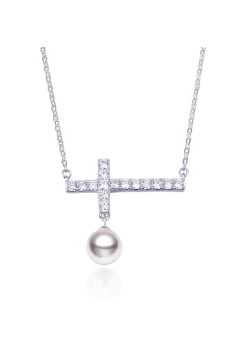 A-Excellence silver Premium Freshwater Pearl  8.00-9.00mm Cross Necklace 380D6AC1C919E5GS_1